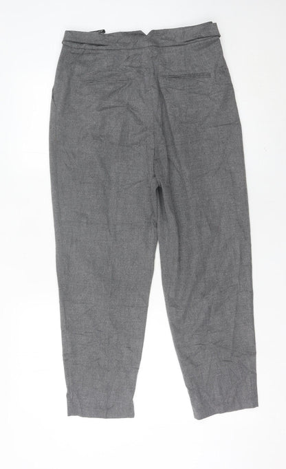 Topshop Women’s Grey Size 10 Pleated Tapered Trousers Workwear