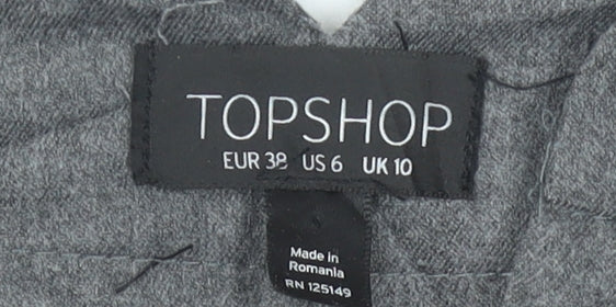 Topshop Women’s Grey Size 10 Pleated Tapered Trousers Workwear