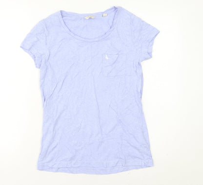 Jack Wills Womens Blue UK 6 T-Shirt Scoop Neck Short Sleeve Cotton