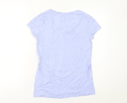 Jack Wills Womens Blue UK 6 T-Shirt Scoop Neck Short Sleeve Cotton