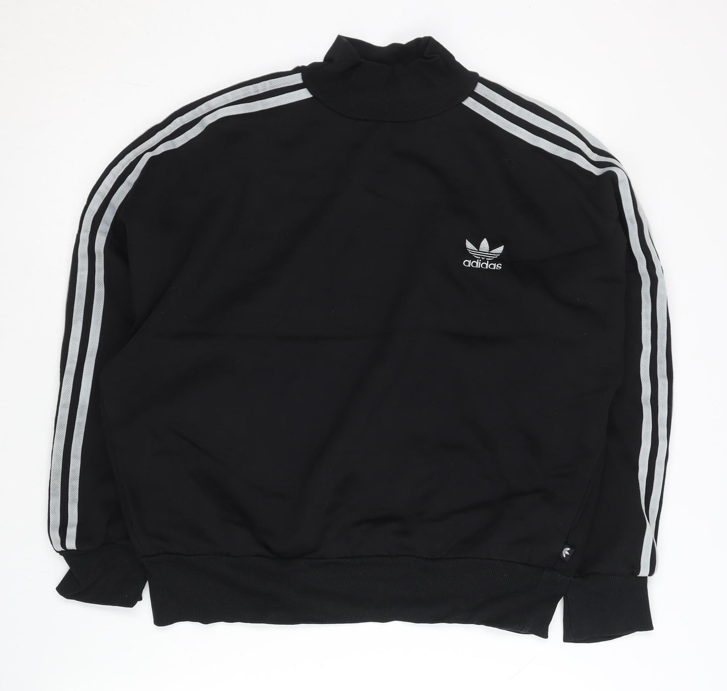 Adidas Womens Black XS Pullover Sweatshirt Turtleneck Cotton Blend