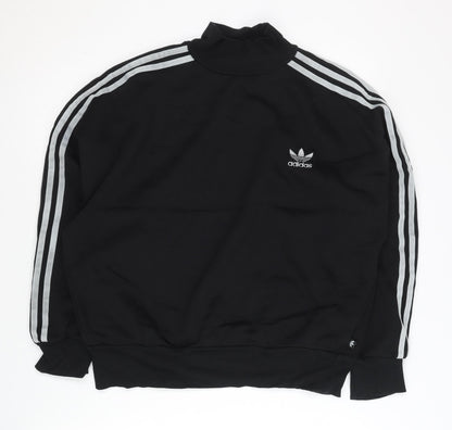 Adidas Womens Black XS Pullover Sweatshirt Turtleneck Cotton Blend