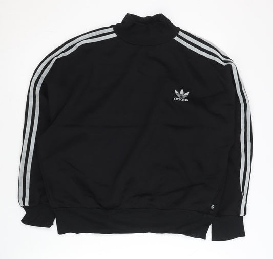 Adidas Womens Black XS Pullover Sweatshirt Turtleneck Cotton Blend