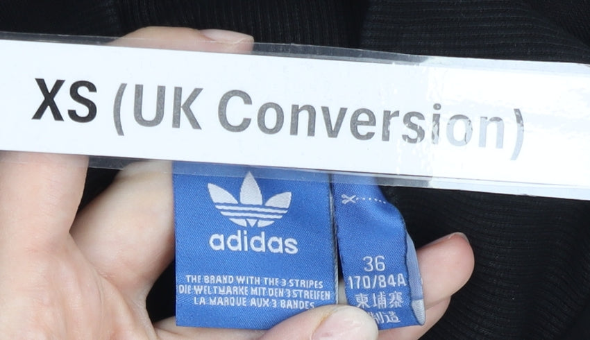 Adidas Womens Black XS Pullover Sweatshirt Turtleneck Cotton Blend