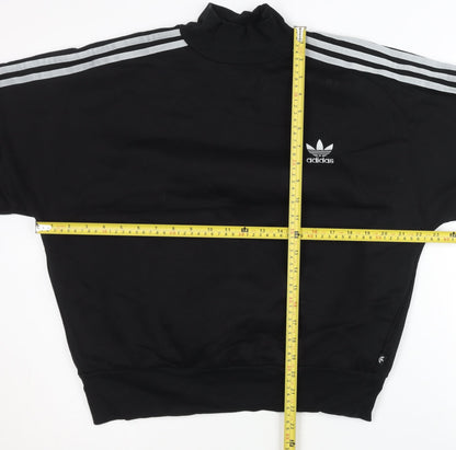 Adidas Womens Black XS Pullover Sweatshirt Turtleneck Cotton Blend