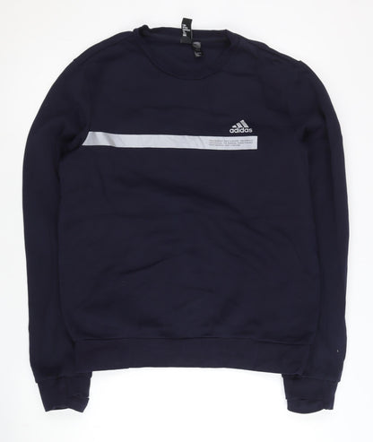 Adidas Men's Blue M Crew Neck Pullover Sweatshirt Logo Sportswear