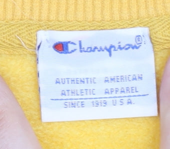 Mens UK Size M Champion Yellow Pullover Sweatshirt