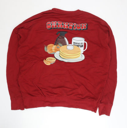 Mens UK Size L Champion Red Pullover Sweatshirt