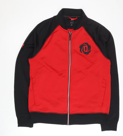 Adidas Men’s Red Black Track Jacket L Full Zip Basketball Activewear