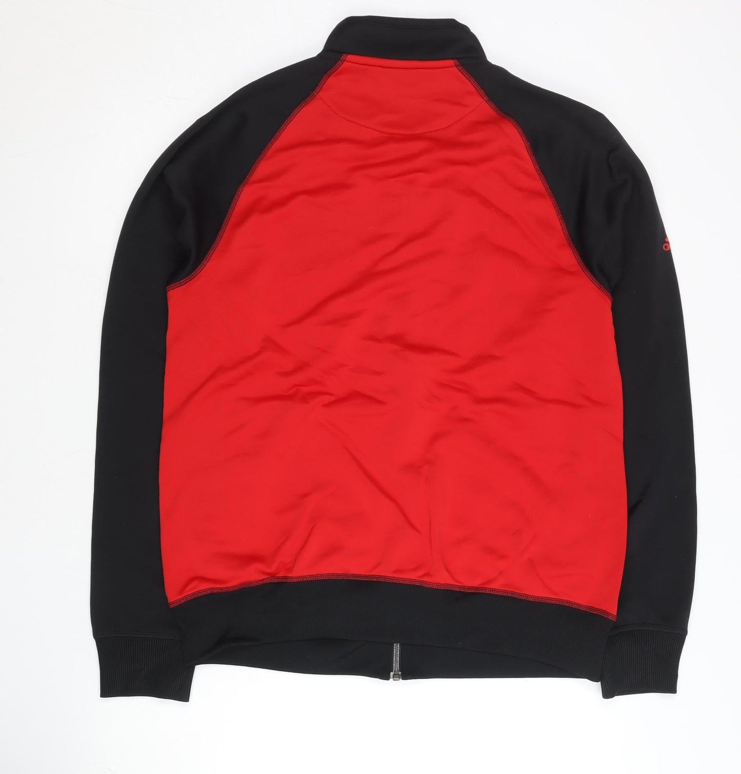 Adidas Men’s Red Black Track Jacket L Full Zip Basketball Activewear