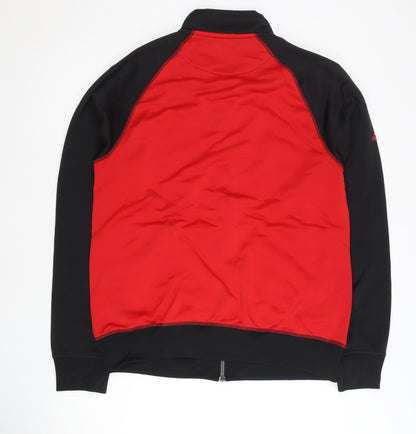 Adidas Men’s Red Black Track Jacket L Full Zip Basketball Activewear