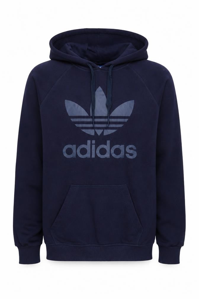 Front view of Adidas Men’s Blue XS Pullover Hoodie Long Sleeve Sports Logo
