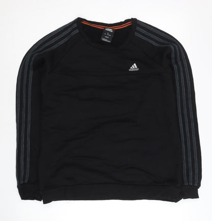 Adidas Men Black M Pullover Sweatshirt Crew Neck Long Sleeve