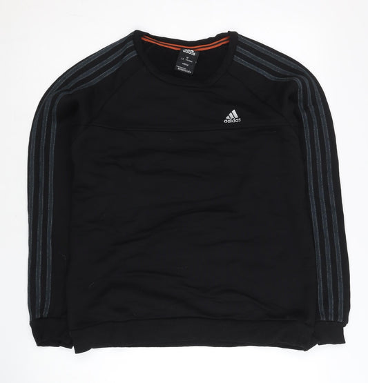 Adidas Men Black M Pullover Sweatshirt Crew Neck Long Sleeve