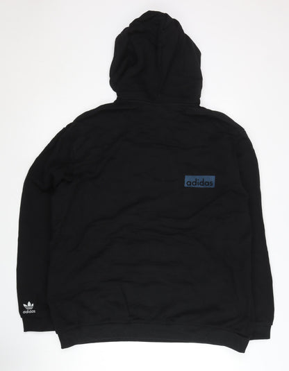 Adidas Men's Black L Pullover Hoodie with Logo and Pocket