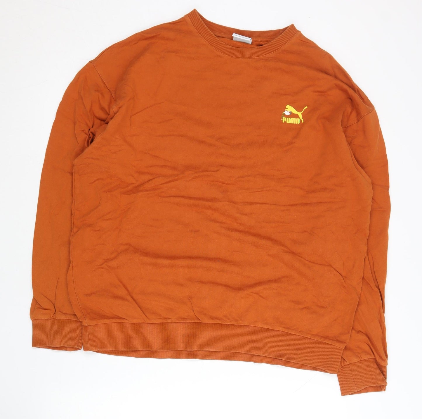 Mens UK Size M PUMA Orange Pullover Sweatshirt