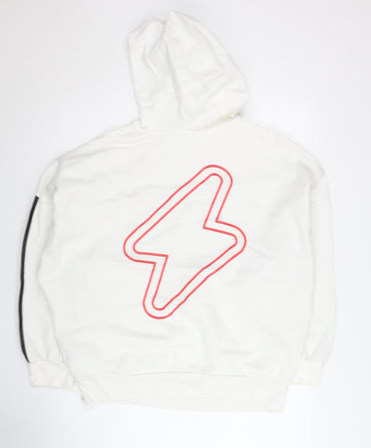 Adidas Neo Womens White XS Pullover Hoodie Graphic Print Cotton Blend