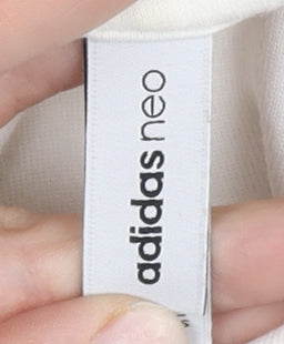 Adidas Neo Womens White XS Pullover Hoodie Graphic Print Cotton Blend