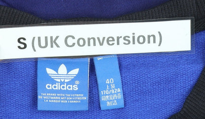 Mens UK Size S adidas Blue Pullover Sweatshirt
