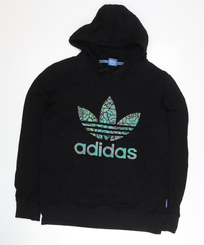 Adidas Womens Black XL Pullover Hoodie Cotton Logo Sweatshirt