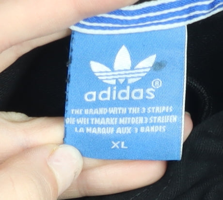 Adidas Womens Black XL Pullover Hoodie Cotton Logo Sweatshirt