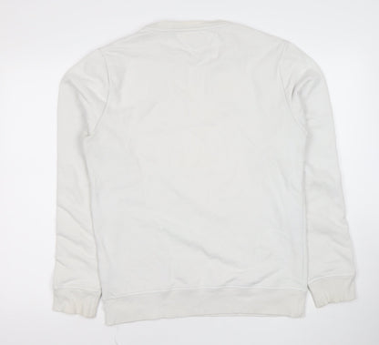Tommy Hilfiger Men’s White Logo Sweatshirt L Regular Fit Pullover