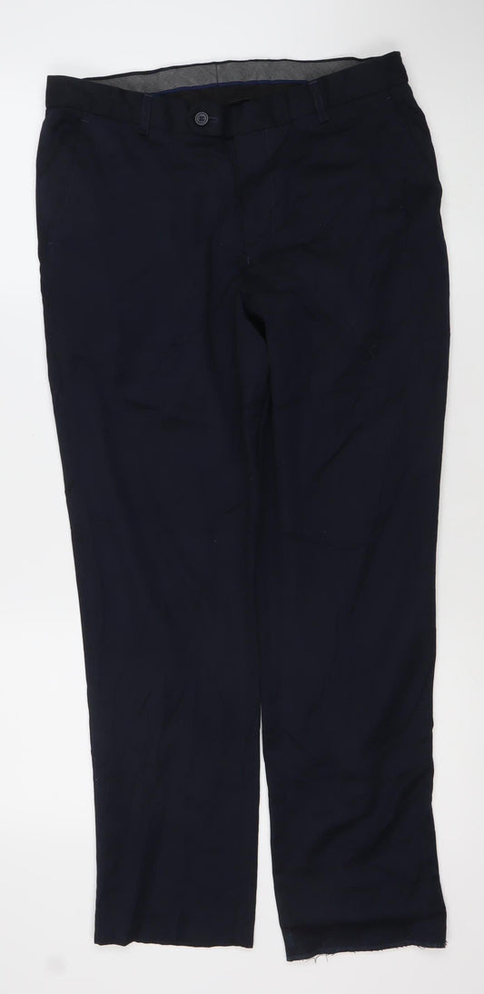 Taylor & Wright Men’s Blue Dress Pants 32S Slim Fit Formal Trousers