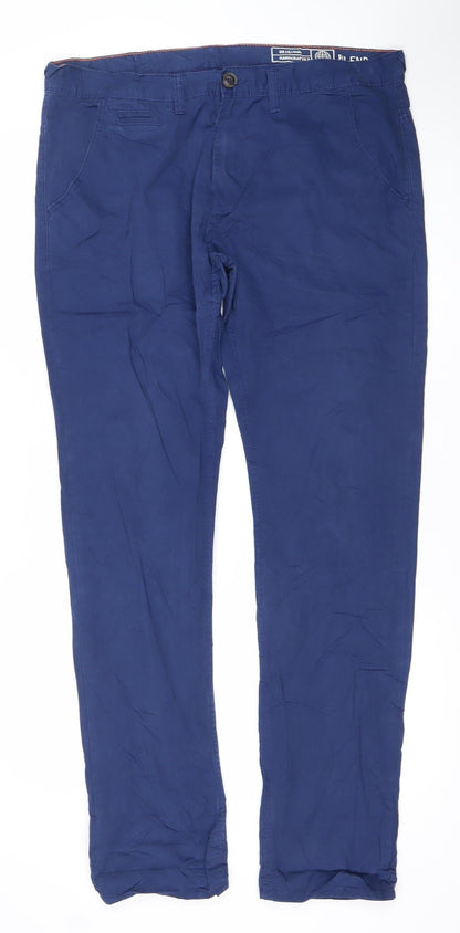 Blend Men's Blue Chino Trousers M Regular Fit Cotton