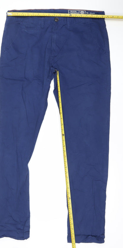 Blend Men's Blue Chino Trousers M Regular Fit Cotton