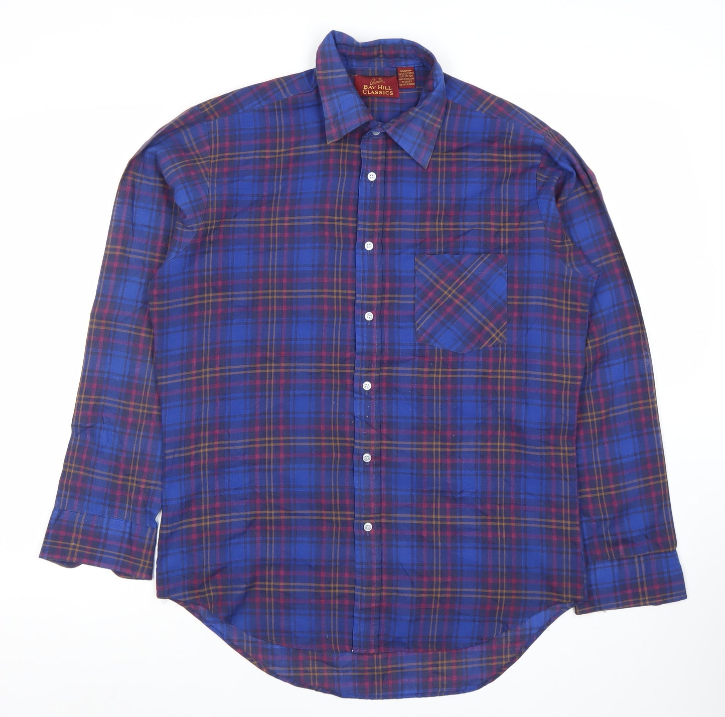 Bay Hill Classics Men's Blue Plaid Woven Button-Up Shirt M