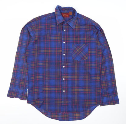 Bay Hill Classics Men's Blue Plaid Woven Button-Up Shirt M