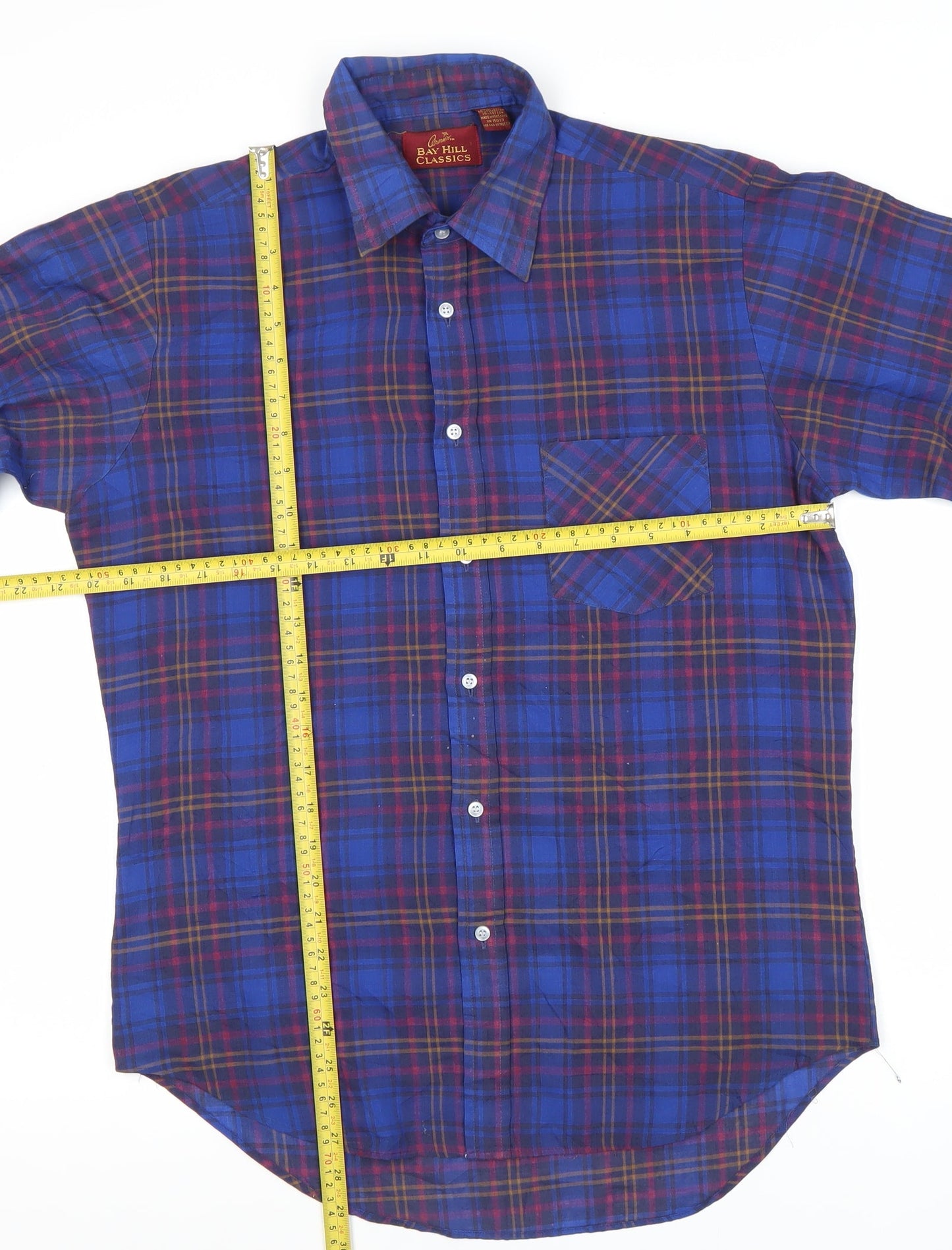 Bay Hill Classics Men's Blue Plaid Woven Button-Up Shirt M