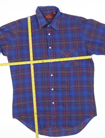 Bay Hill Classics Men's Blue Plaid Woven Button-Up Shirt M