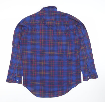 Bay Hill Classics Men's Blue Plaid Woven Button-Up Shirt M