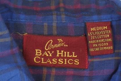 Bay Hill Classics Men's Blue Plaid Woven Button-Up Shirt M