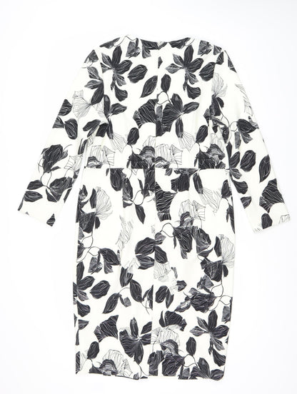 Autograph Women’s Black White Floral One Shoulder Bodycon Dress Size 14
