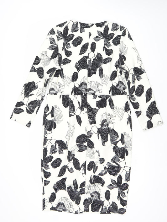 Autograph Women’s Black White Floral One Shoulder Bodycon Dress Size 14