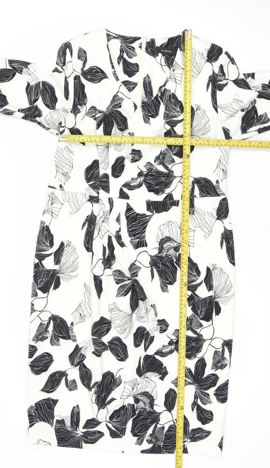Autograph Women’s Black White Floral One Shoulder Bodycon Dress Size 14