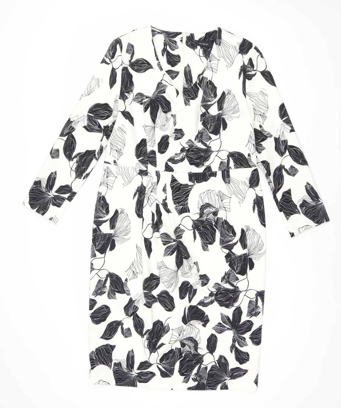 Autograph Women’s Black White Floral One Shoulder Bodycon Dress Size 14