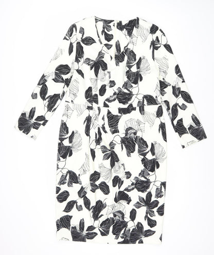Autograph Women’s Black White Floral One Shoulder Bodycon Dress Size 14