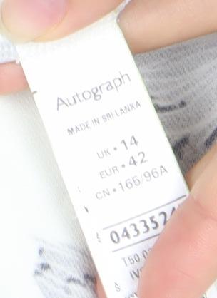 Autograph Women’s Black White Floral One Shoulder Bodycon Dress Size 14