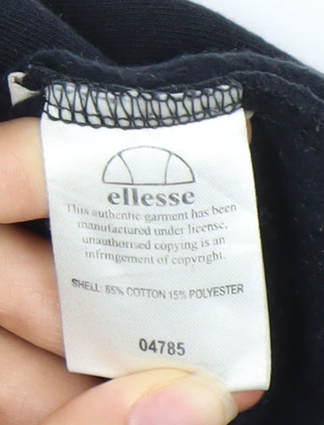 Ellesse Womens Black Hoodie UK 10 Pullover Logo Raglan Sleeve