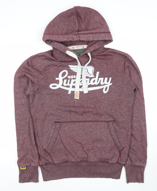 Superdry Men’s Red Pullover Hoodie Size S Graphic Logo
