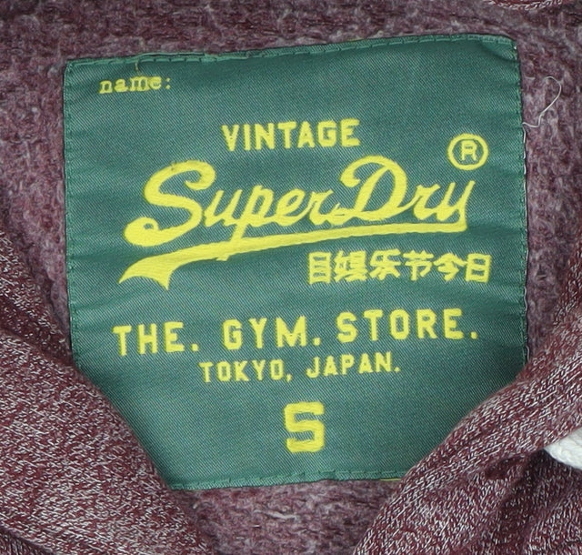 Superdry Men’s Red Pullover Hoodie Size S Graphic Logo