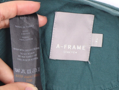 A-FRAME Men’s Green XL Pullover Sweatshirt Crew Neck Cotton
