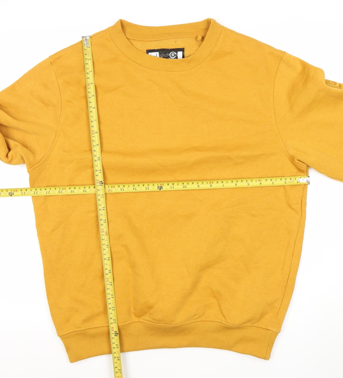 Duck & Cover Men's Yellow Cotton Crew Neck Pullover Sweatshirt Medium