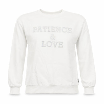 izzue Women White XS Pullover Sweatshirt Logo Patience & Love