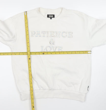 izzue Women White XS Pullover Sweatshirt Logo Patience & Love