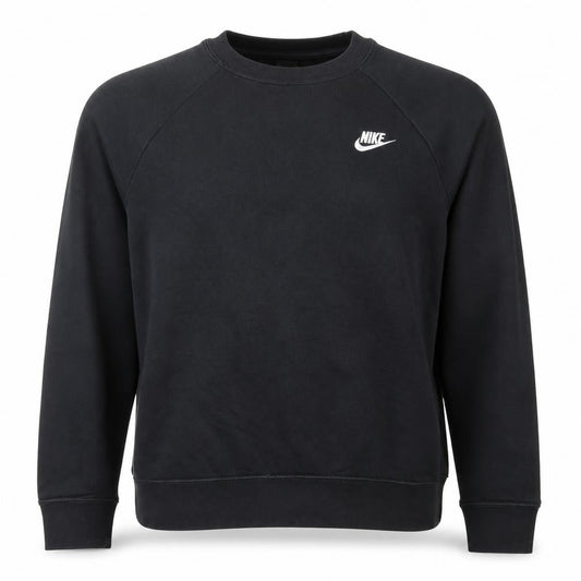 Front view of Nike unisex black crew neck pullover sweatshirt m regular fit