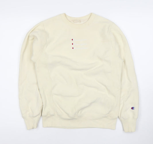Champion Womens Ivory XS Pullover Sweatshirt Crew Neck Logo Jumper